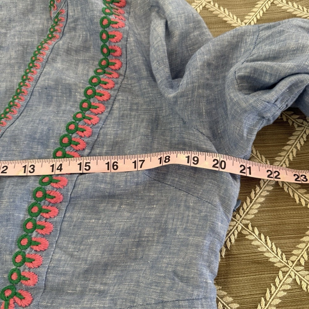 Boden Leonie Parrot Embroidered Linen Dress Blue Women's Resort Vacation 10R - Picture 14 of 15